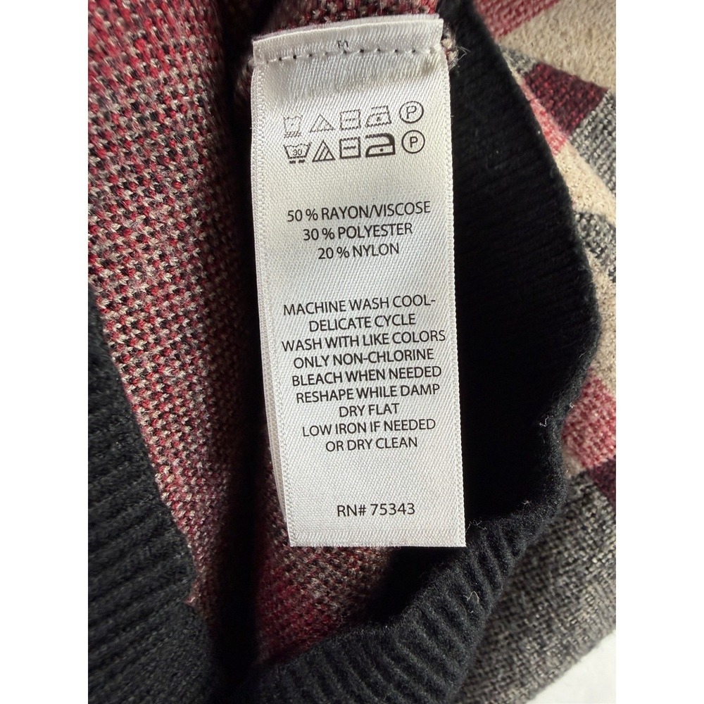 Rachel Zoe Women's  Argyle Plaid Crew Neck Tan Black & Red Sweater Small - Picture 4 of 5